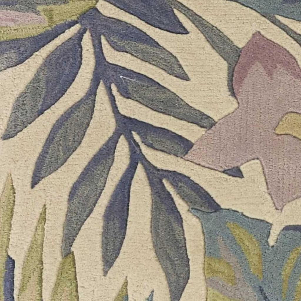 9' X 12' Green Pink And Purple Wool Tropical Botanical Hand Tufted Area Rug