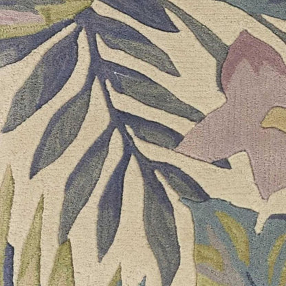 9' X 12' Green Pink And Purple Wool Tropical Botanical Hand Tufted Area Rug