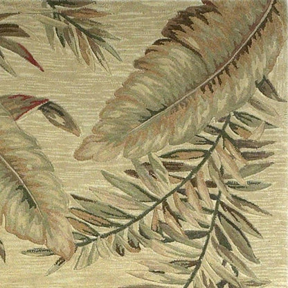 10' Brown Green And Red Wool Tropical Botanical Hand Tufted Runner Rug
