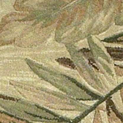 10' Brown Green And Red Wool Tropical Botanical Hand Tufted Runner Rug
