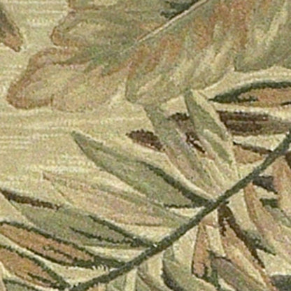 4' X 6' Brown Green And Red Wool Tropical Botanical Hand Tufted Area Rug