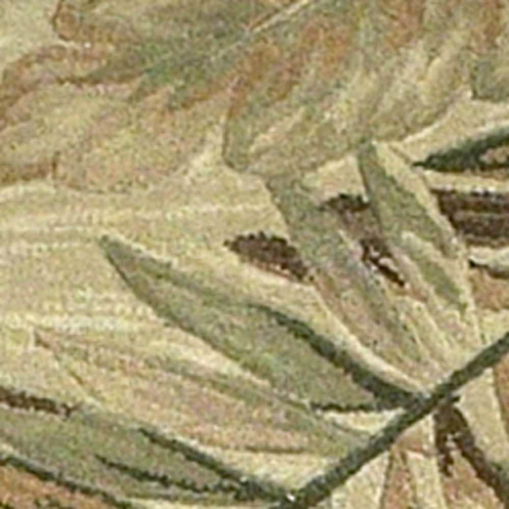 10' Brown Green And Red Wool Tropical Botanical Hand Tufted Runner Rug
