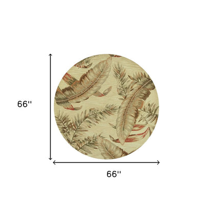 10' Brown Green And Red Wool Tropical Botanical Hand Tufted Runner Rug