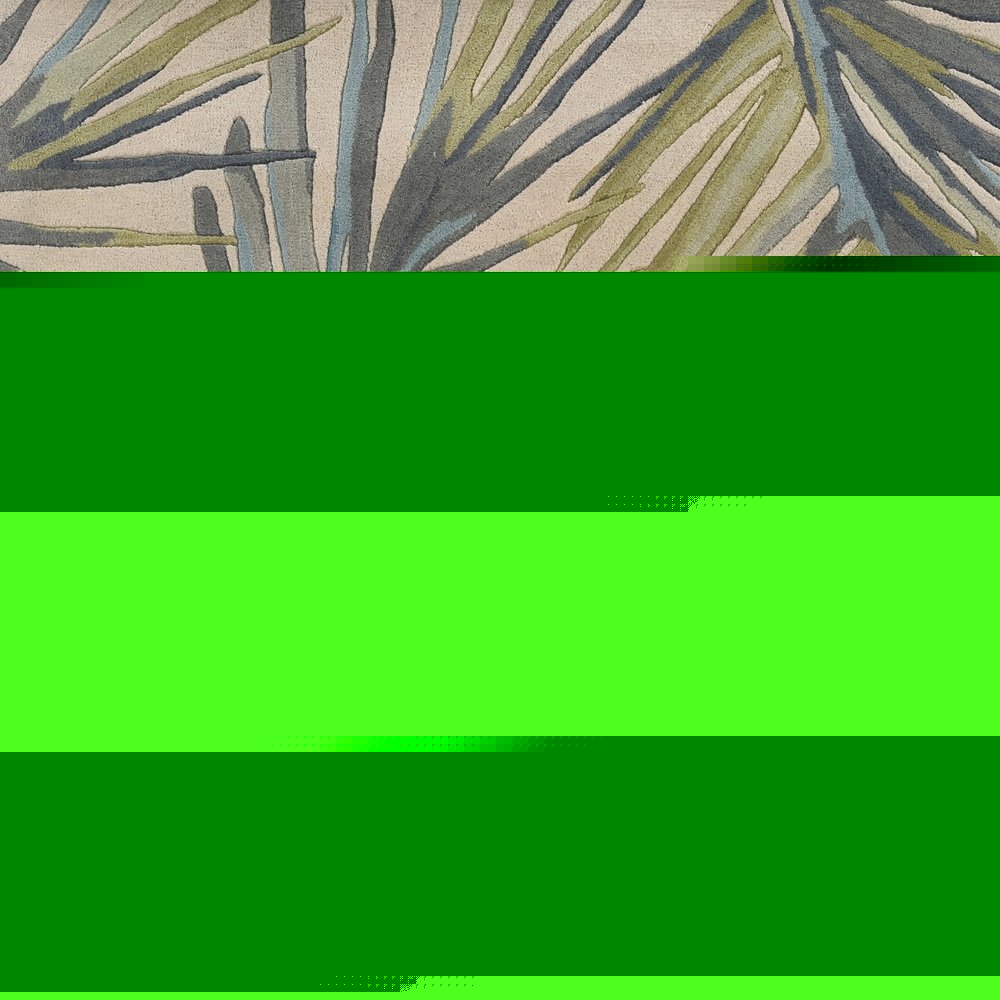 4' X 6' Ivory Blue And Green Wool Tropical Botanical Hand Tufted Area Rug