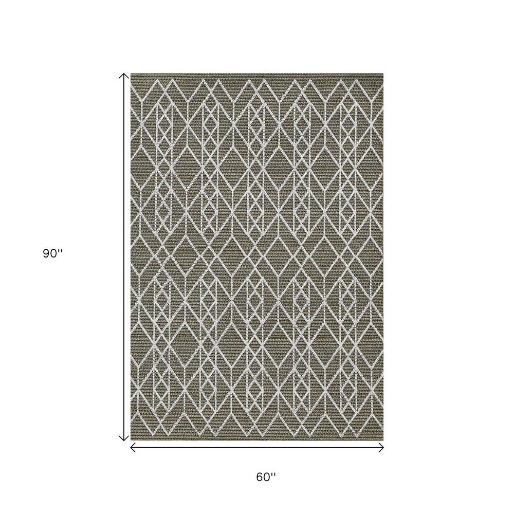 8' X 10' Gray Geometric Indoor Outdoor Area Rug