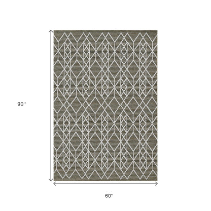 8' X 10' Gray Geometric Indoor Outdoor Area Rug