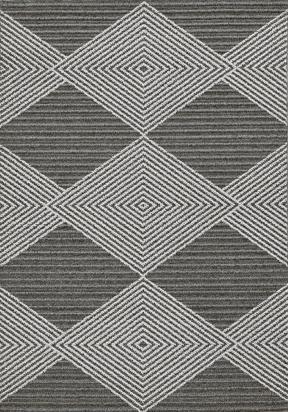 8' Gray Geometric Indoor Outdoor Area Rug
