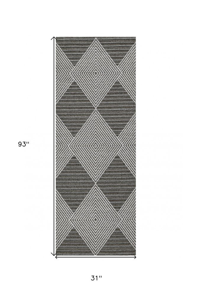 8' Gray Geometric Indoor Outdoor Area Rug