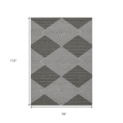 8' Gray Geometric Indoor Outdoor Area Rug
