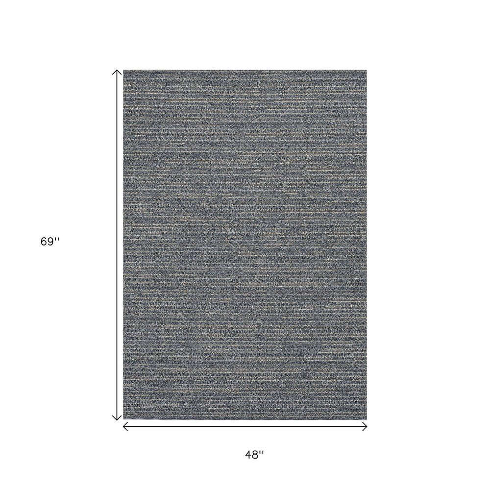 4' X 6' Denim Blue Abstract Indoor Outdoor Area Rug