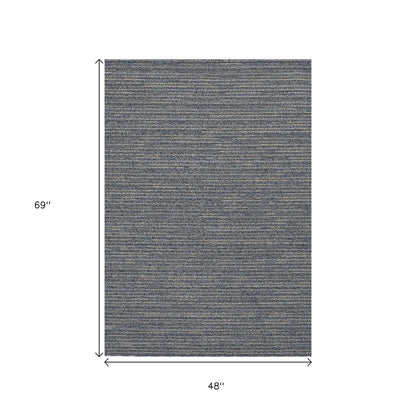 4' X 6' Denim Blue Abstract Indoor Outdoor Area Rug