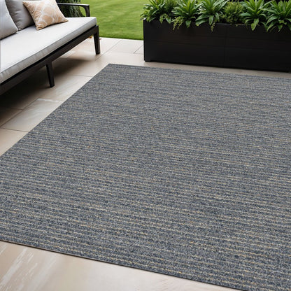 4' X 6' Denim Blue Abstract Indoor Outdoor Area Rug