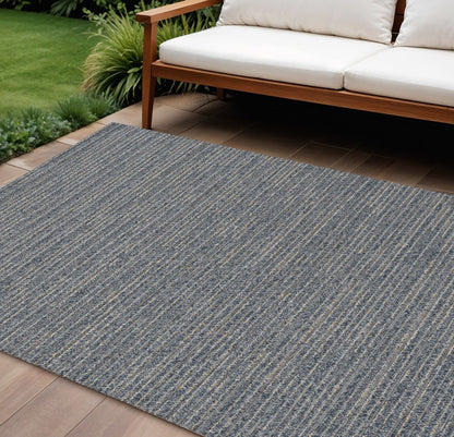 4' X 6' Denim Blue Abstract Indoor Outdoor Area Rug