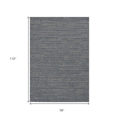 4' X 6' Denim Blue Abstract Indoor Outdoor Area Rug