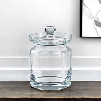 6" Clear Mouth Blown Crystal Biscuit Jar