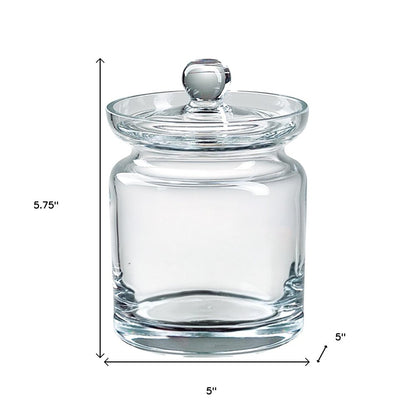 6" Clear Mouth Blown Crystal Biscuit Jar
