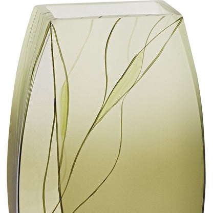 12" Green Abstract Lead Free Crystal Table Vase