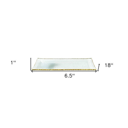 18 Mouth Blown Rectangular Edge Gold Leaf Serving Platter Or Tray