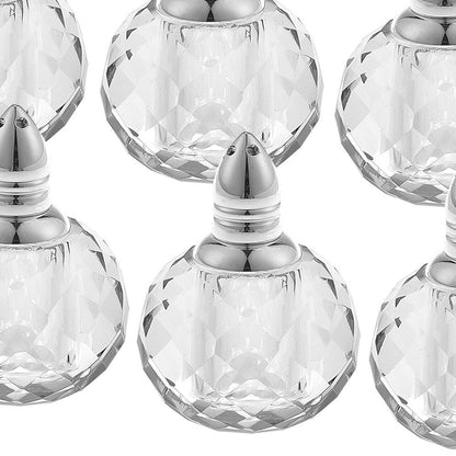 Set of Six Clear And Silver Round Cut Crystal Salt and Pepper Shakers