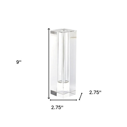 9" Clear Square Lead Free Crystal Table Vase