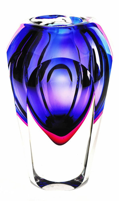10" Purple Cylinder Crystal Glass Table Vase