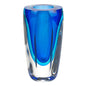 6" Blue And Clear Cylinder Crystal Glass Table Vase