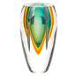 6" Clear Amber and Green Abstract Murano Glass Table Vase