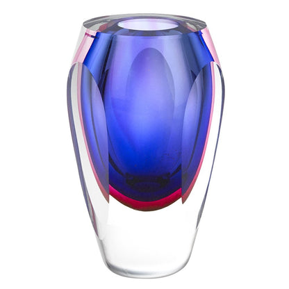 6" Clear And Purple Crystal Glass Table Vase