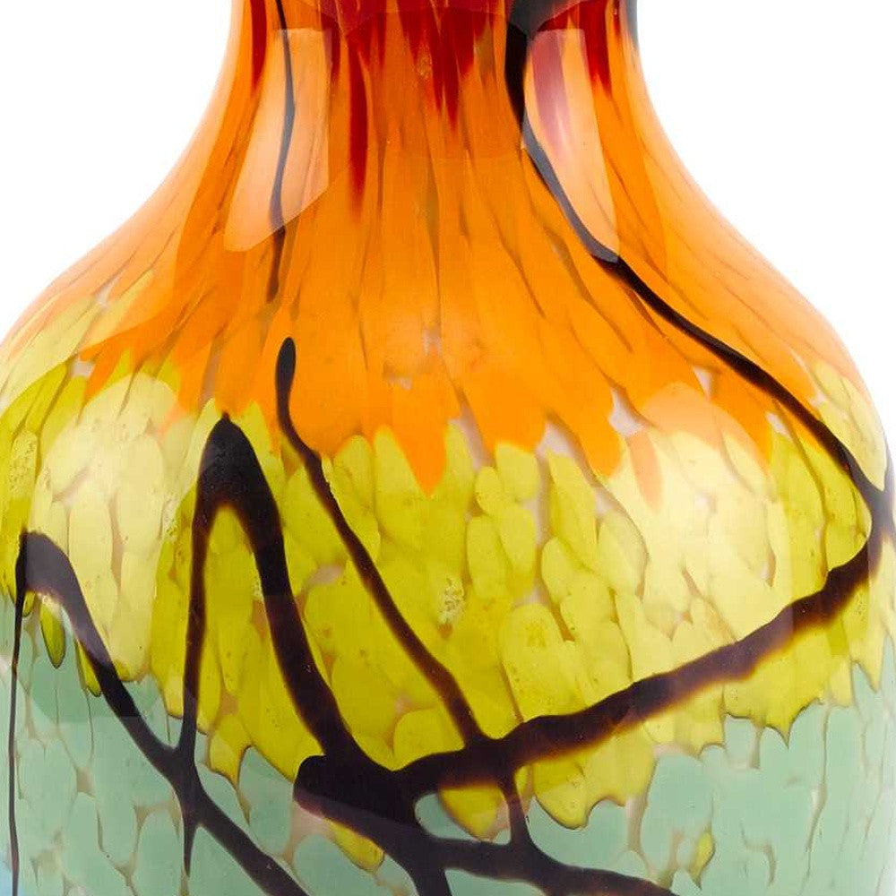 10.5 Mouth Blown Art Glass Urn Shape Decorative Vase