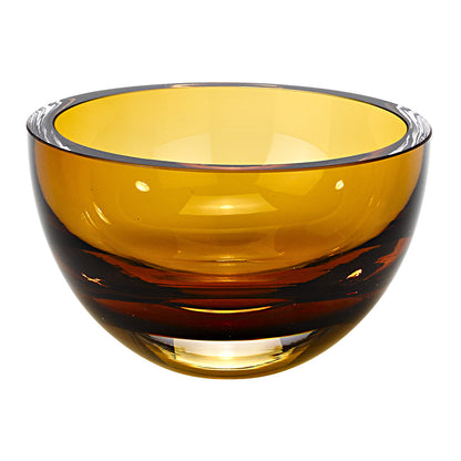 6" Amber Mouth Blown Crystal Thick Walled Bowl