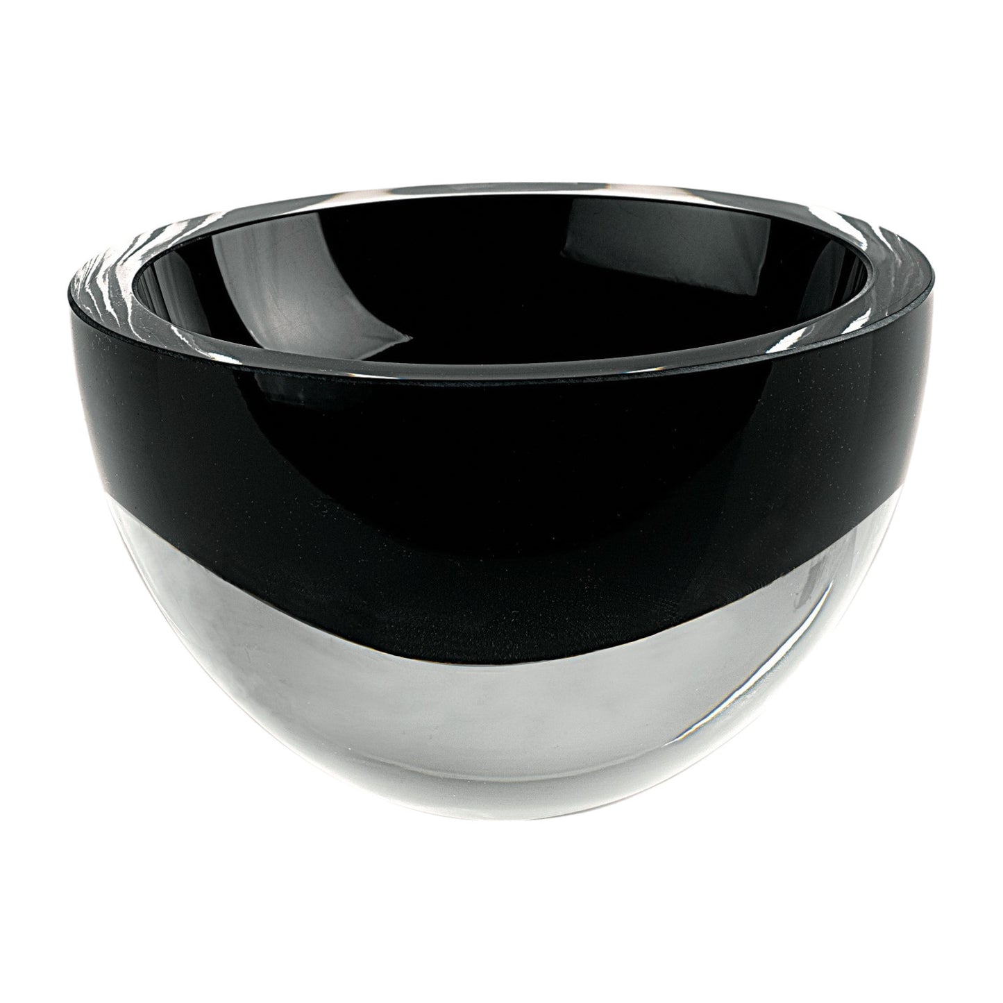 6" Black Mouth Blown Crystal Thick Walled Bowl