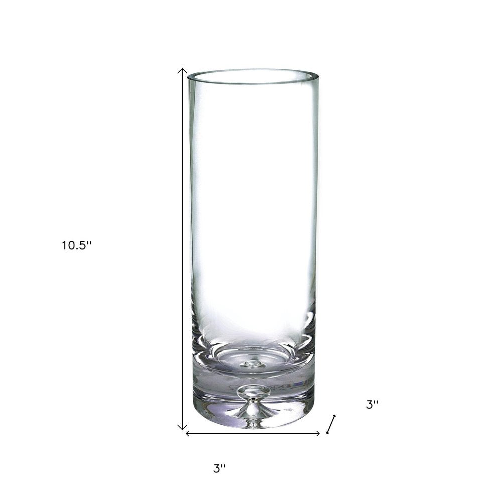 11" Clear Cylinder Crystal Table Vase