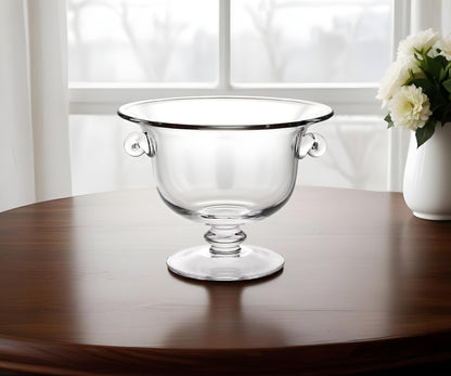 11" Clear Mouth  Blown Crystal Round Pedestal Centerpiece Bowl