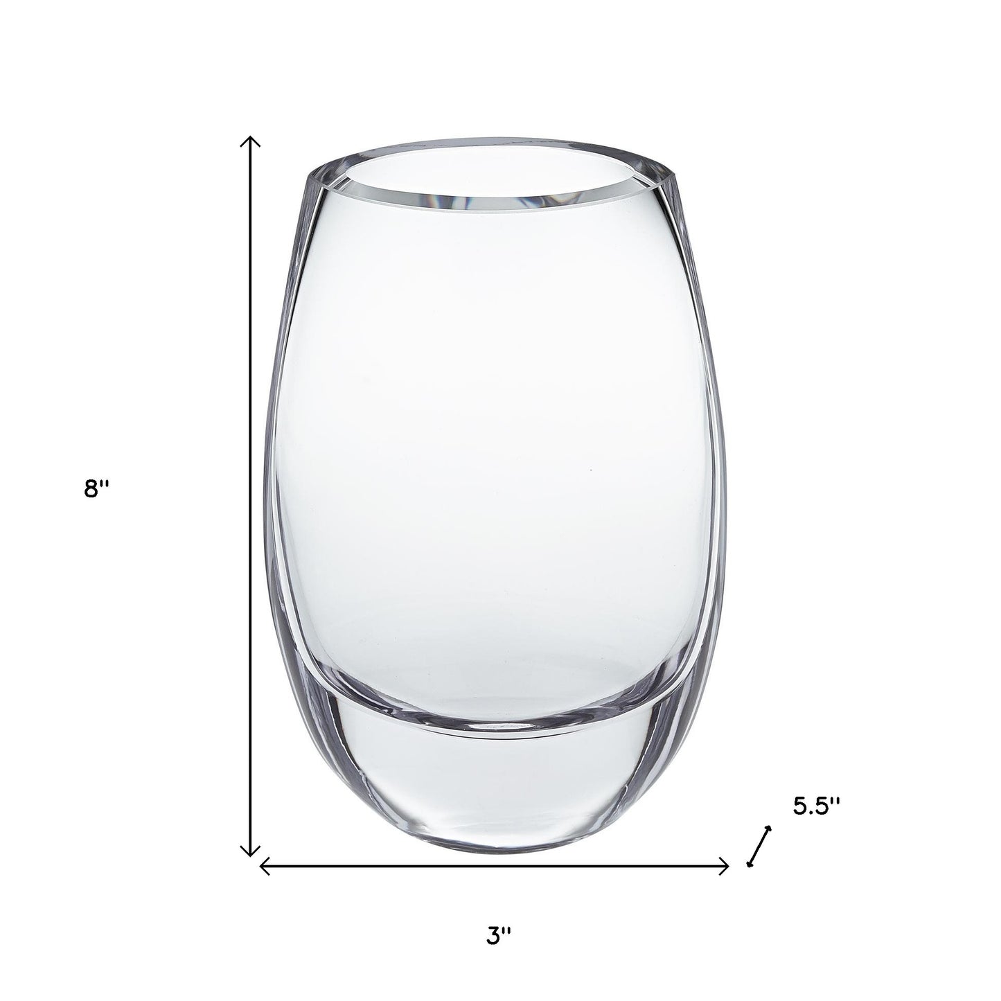 8" Clear Cylinder Crystal Glass Table Vase