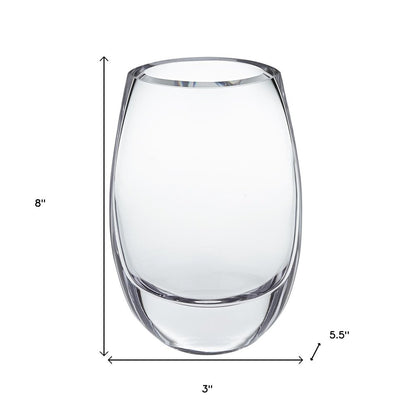 8" Clear Oval Crystal Glass Table Vase