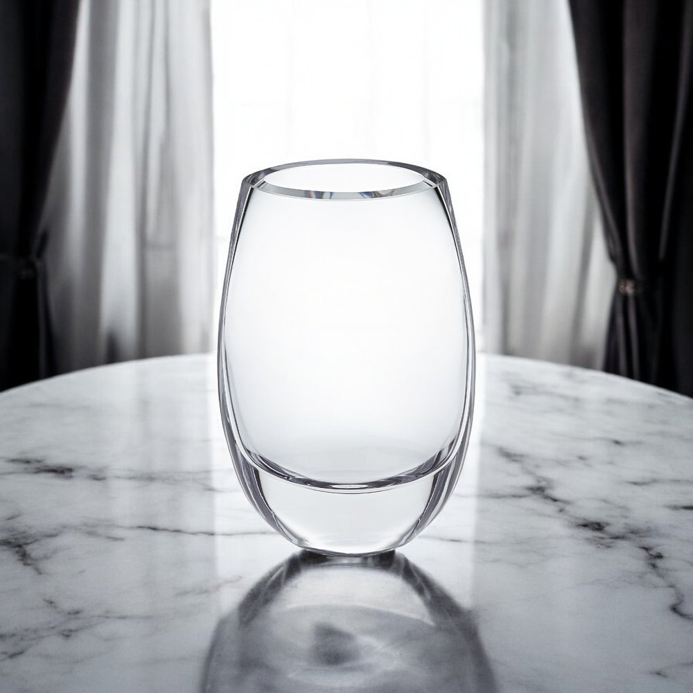 8" Clear Oval Crystal Glass Table Vase