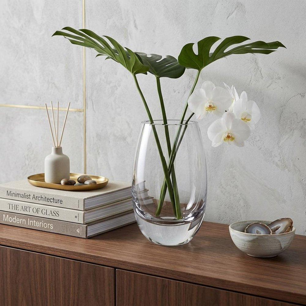 8" Clear Oval Crystal Glass Table Vase