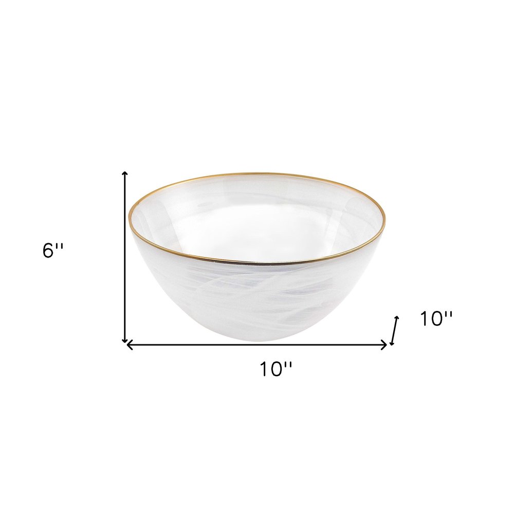 6" White And Gold Glass