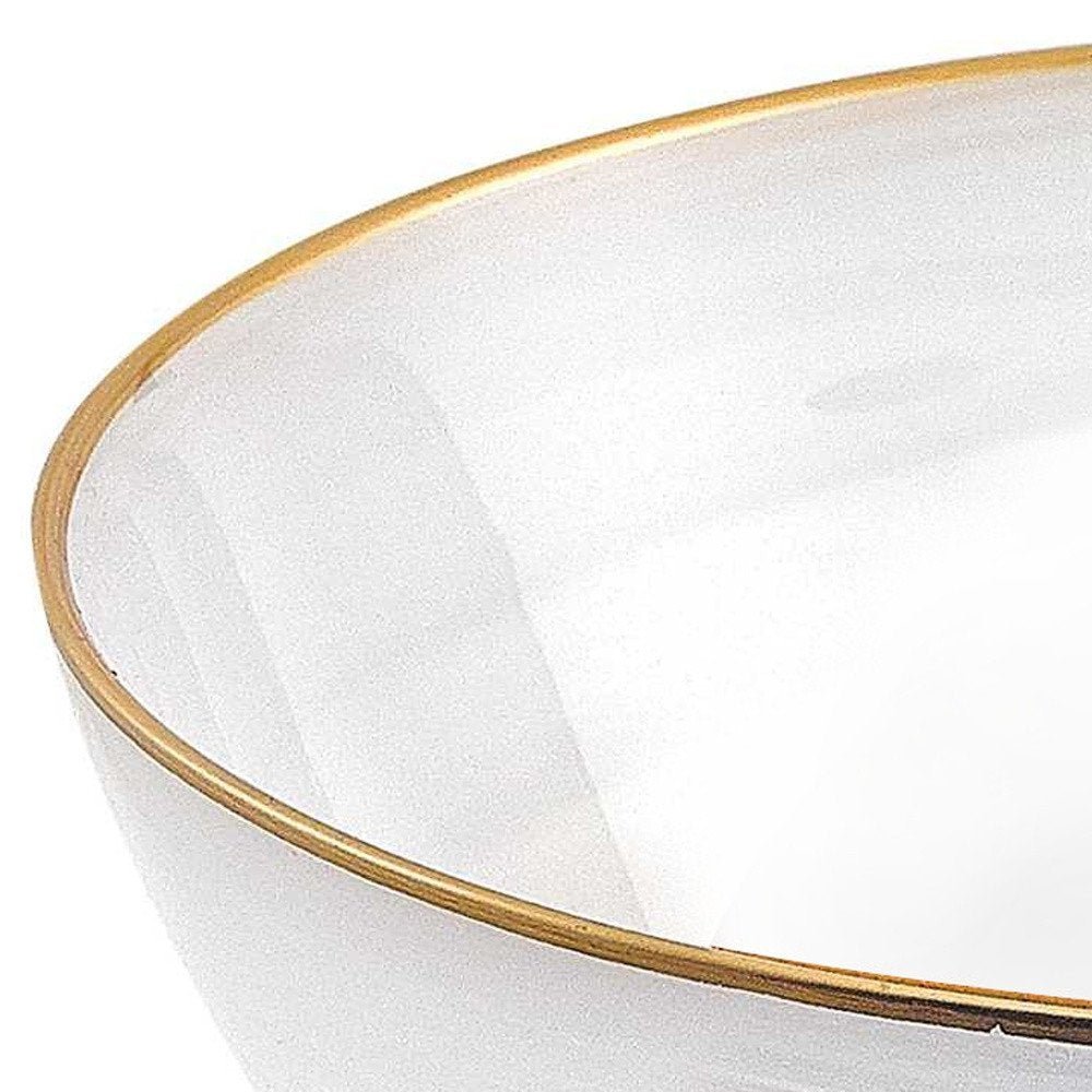 6" White And Gold Glass