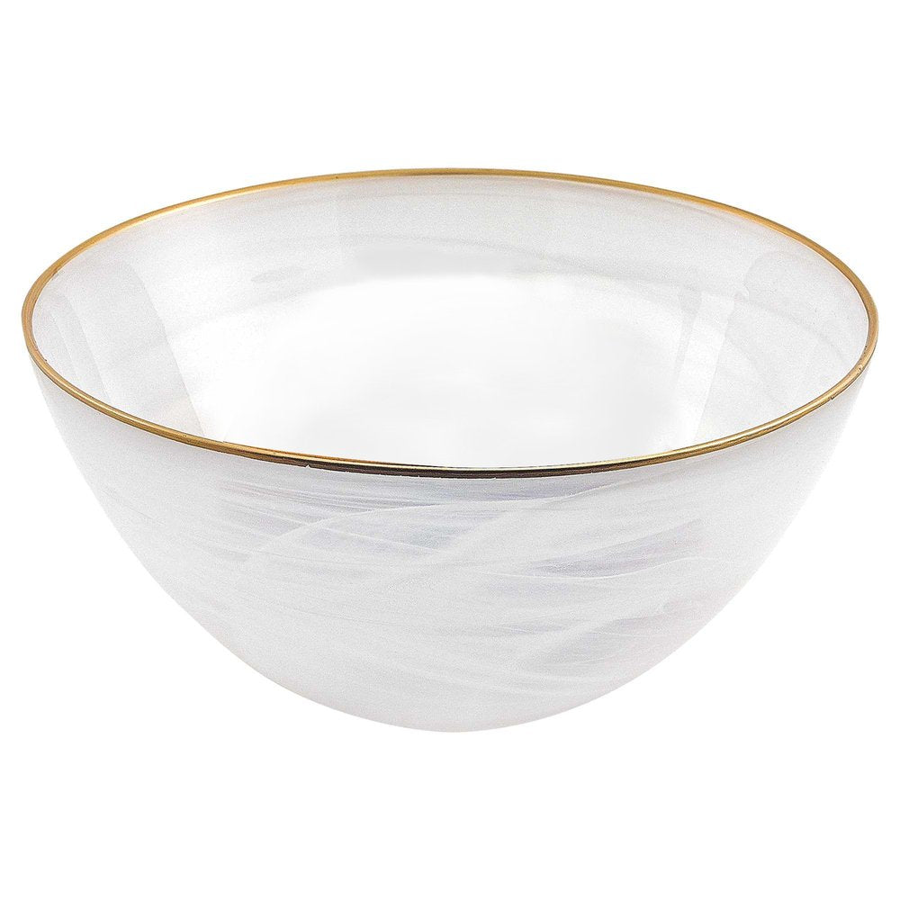 6" White And Gold Glass