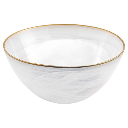 6" White And Gold Glass