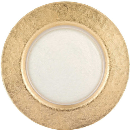 13" Gold Leaf Glass Charger Plate