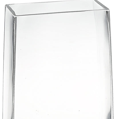 8" Crystal Glass Clear Rectangle Table Vase