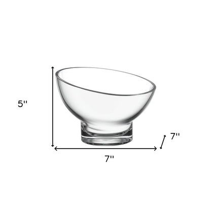 7" Clear Mouth Blown Slant Edge Glass Candy Bowl