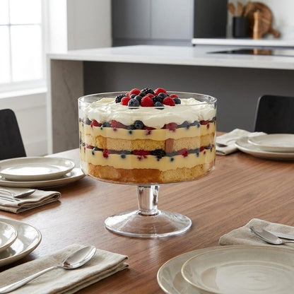 10" Clear Crystal Round Pedestal Trifle Bowl