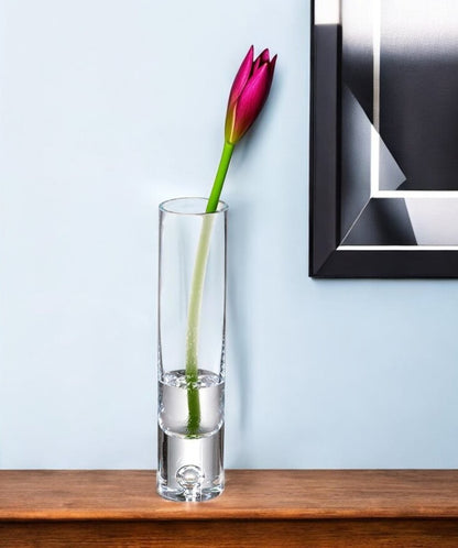 9" Clear Cylindrical Lead Free Crystal Bud Table Vase