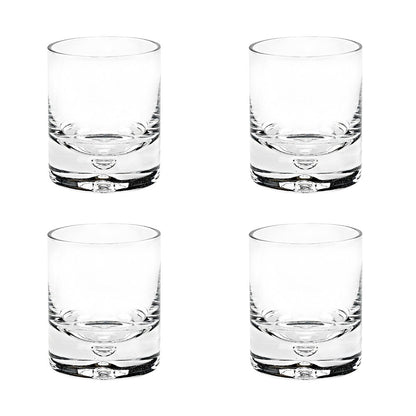 Set of Four Clear Mouth Blown Crystal Old Fashion Glasses