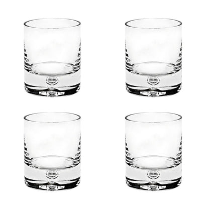 Set of Four Clear Mouth Blown Crystal Old Fashion Glasses