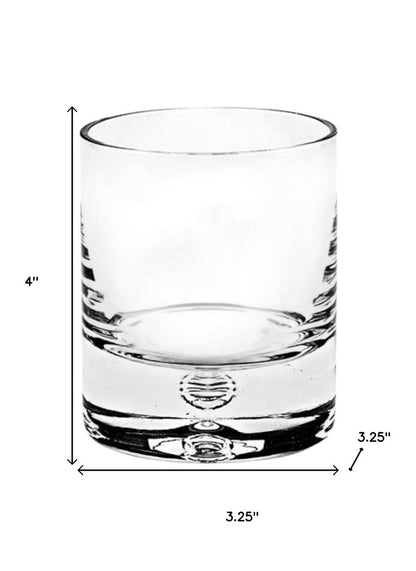 Set of Four Clear Mouth Blown Crystal Old Fashion Glasses