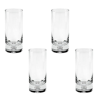 Set of Four Clear Mouth Blown Crystal Highball Glasses